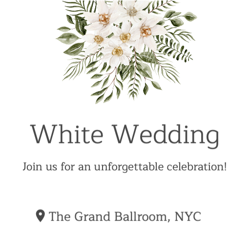 White With White Flowers and Green Foliage RSVP theme